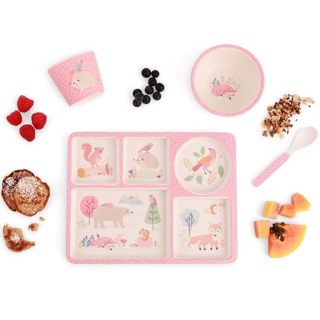 MAE YD027 Divided Plate Set Childrens dinner set woodland friends LR