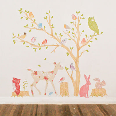 mae lse001 woodland scene girly 3 kids wall sticker transfer adhesive children