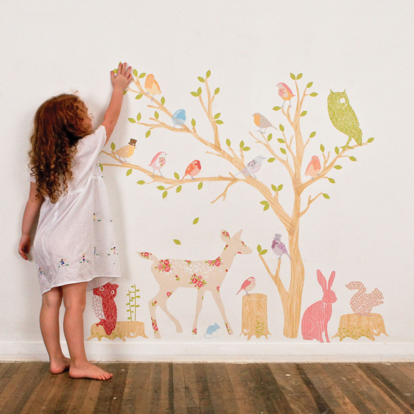 mae lse001 woodland scene girly 4 kids wall sticker transfer adhesive children