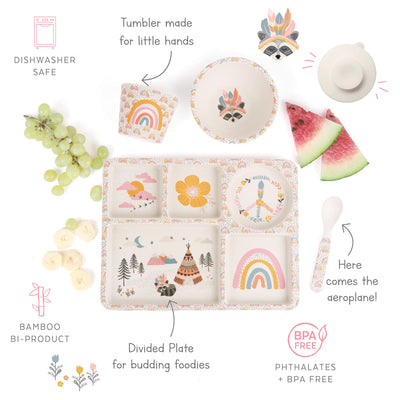 mae yd026 divided plate set gypsy girl features 23 kids children bamboo bamboo