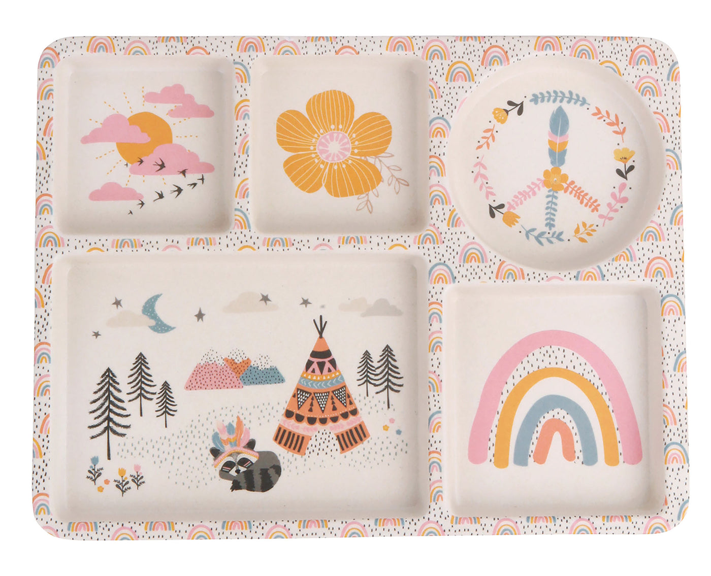 mae yd026 divided plate set gypsy girl plate 2 kids children bamboo bamboo