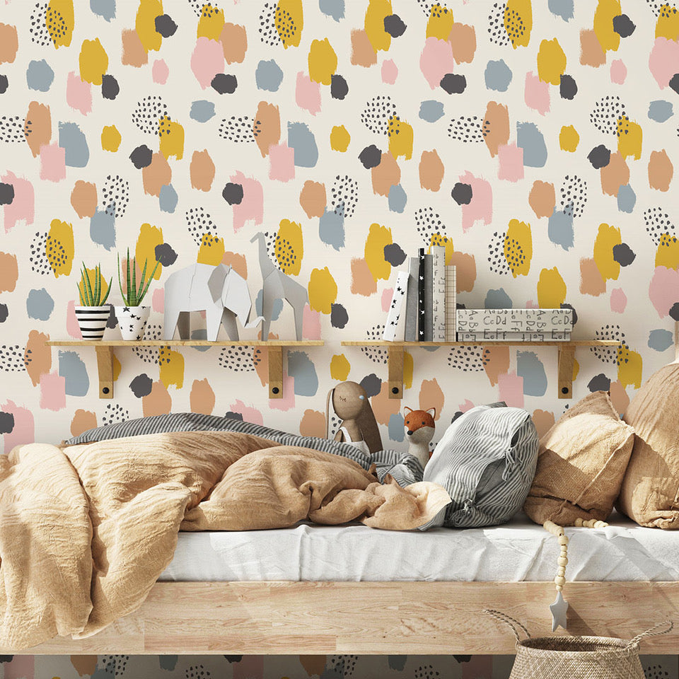 wallpaper lovemae painted multi spot 3 square